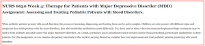 NURS 6630 Week 4: Therapy for Patients with Major Depressive Disorder (MDD)