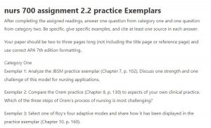 nurs 700 assignment 2.2 practice Exemplars