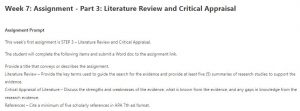 Literature Review and Critical Appraisal