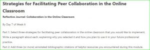Strategies for Facilitating Peer Collaboration in the Online Classroom