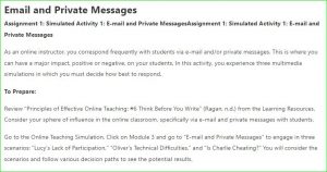 Assignment 1: Simulated Activity 1: E-mail and Private Messages