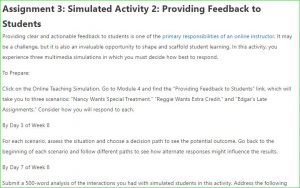 Assignment 3: Simulated Activity 2: Providing Feedback to Students